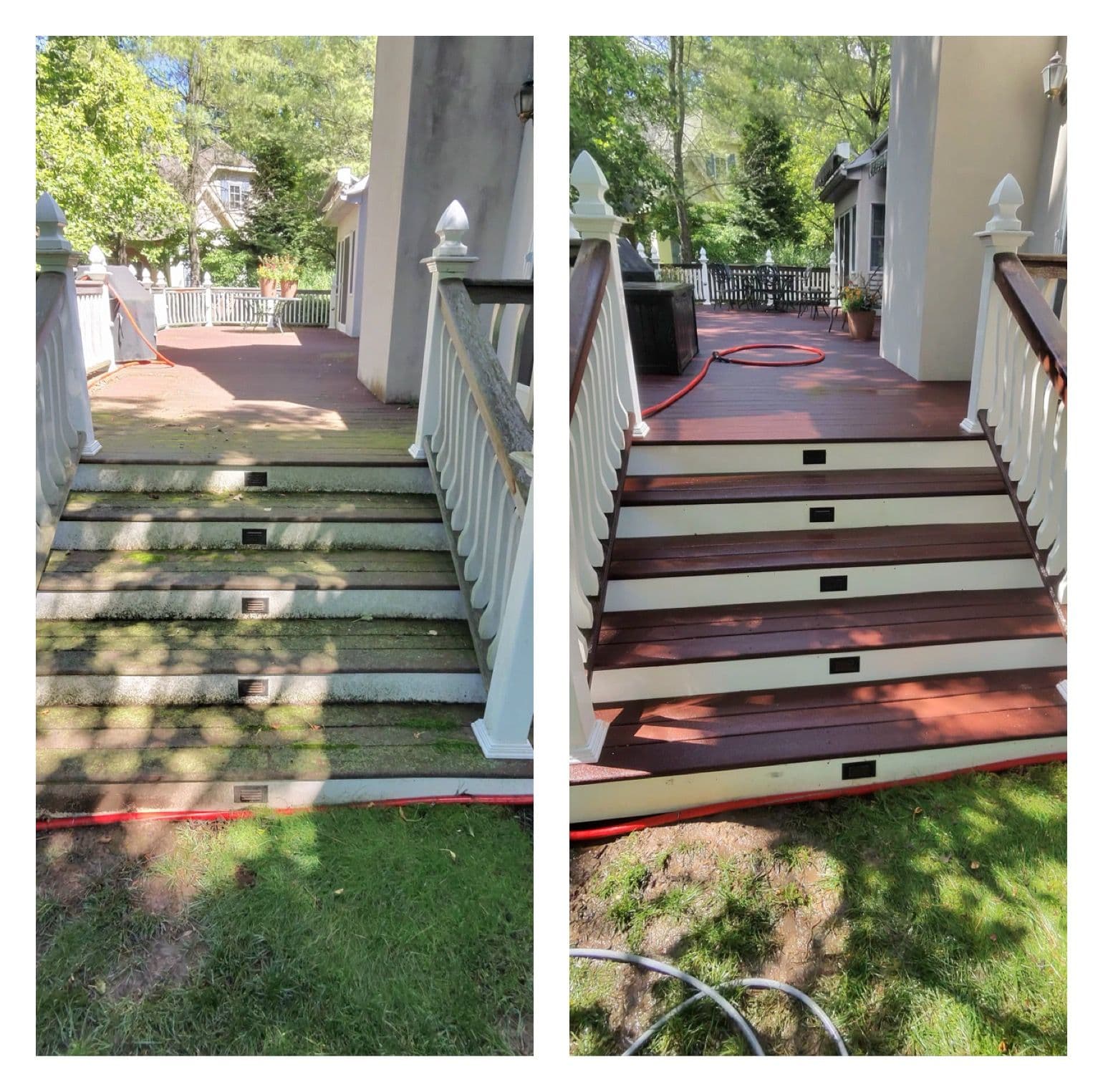 Algae-Covered Deck Steps Cleaned Down to the Wood image